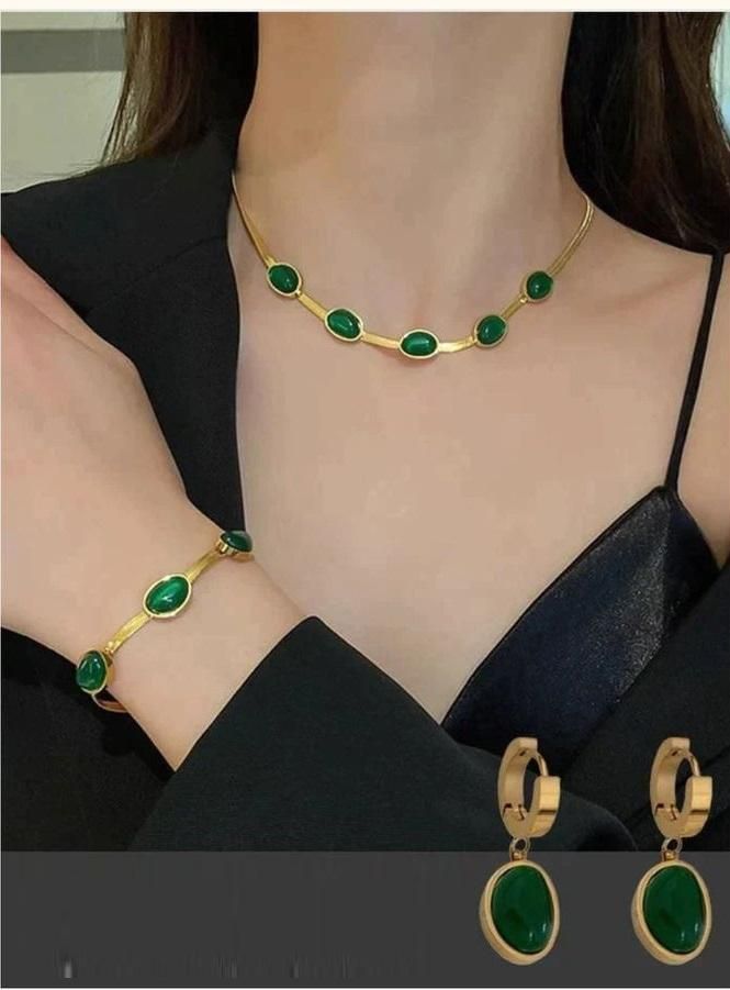 Oval Crystal Necklace Set