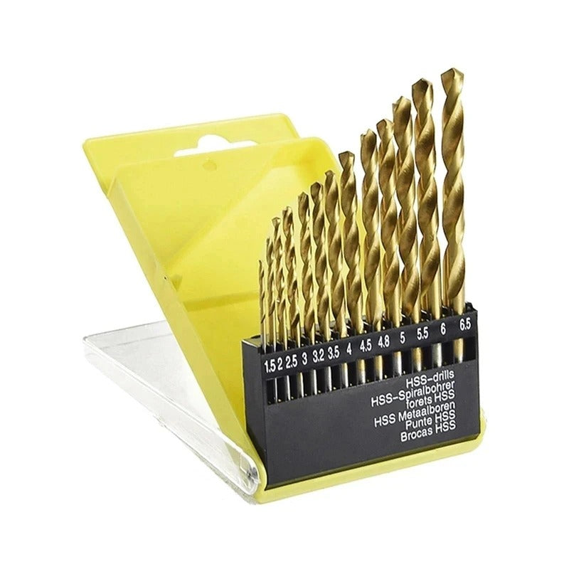 High-Strength 4-Flute Serrated Eccentric Drill Bit Kit - (Set of 13)